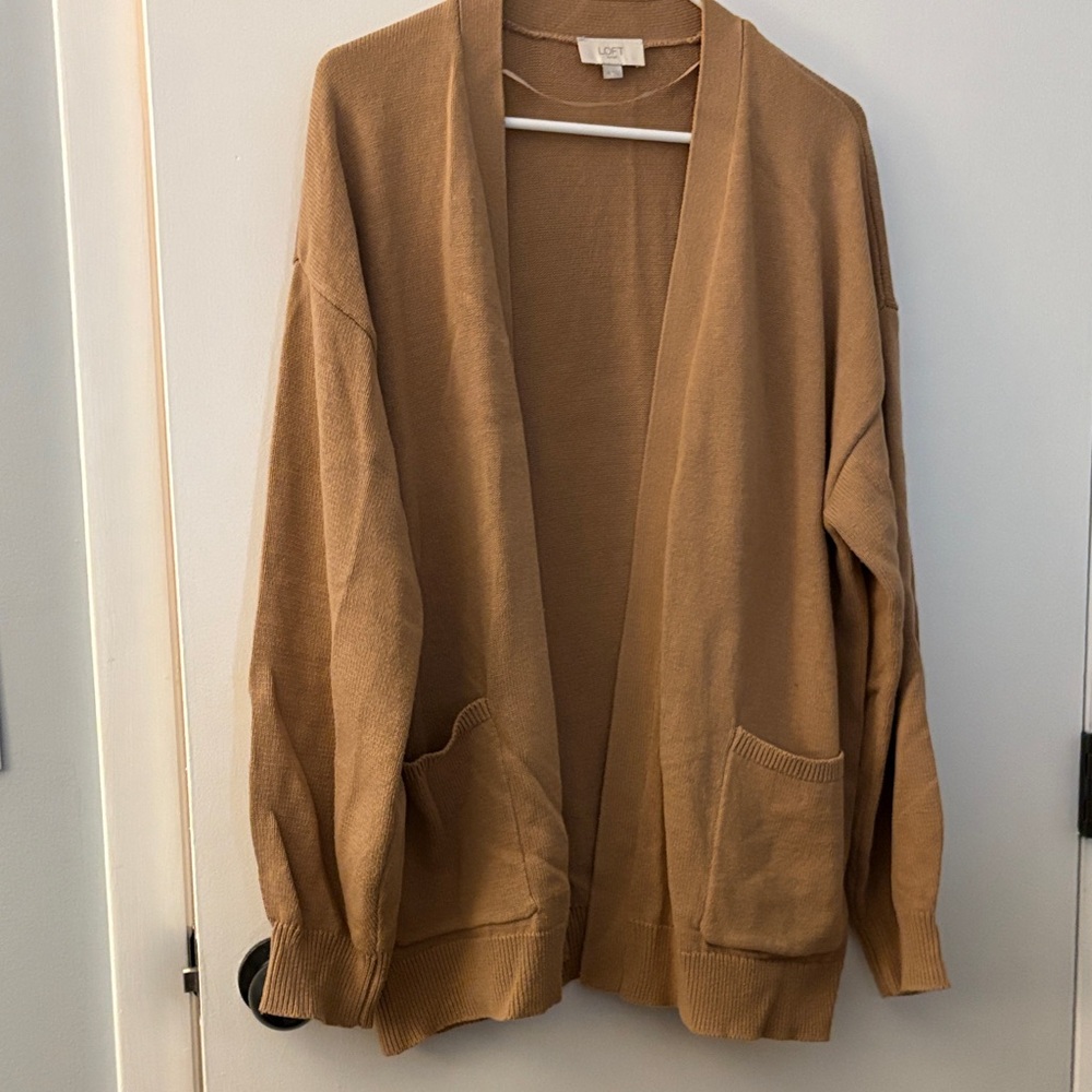 LOFT Camel Knit Cardigan